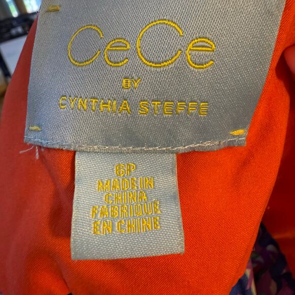 Cece Cynthia Steffe Dress Women 6P Multicolor Maxi Lined Side Zip Beach Resort - Picture 4 of 6